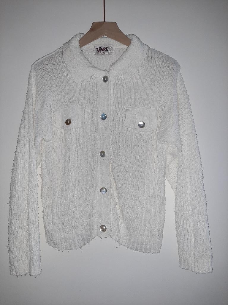 vintage vivre for zij vest cardigan, Kleding | Dames, Vivre for Zij, Verzenden, Wit, Zo goed als nieuw