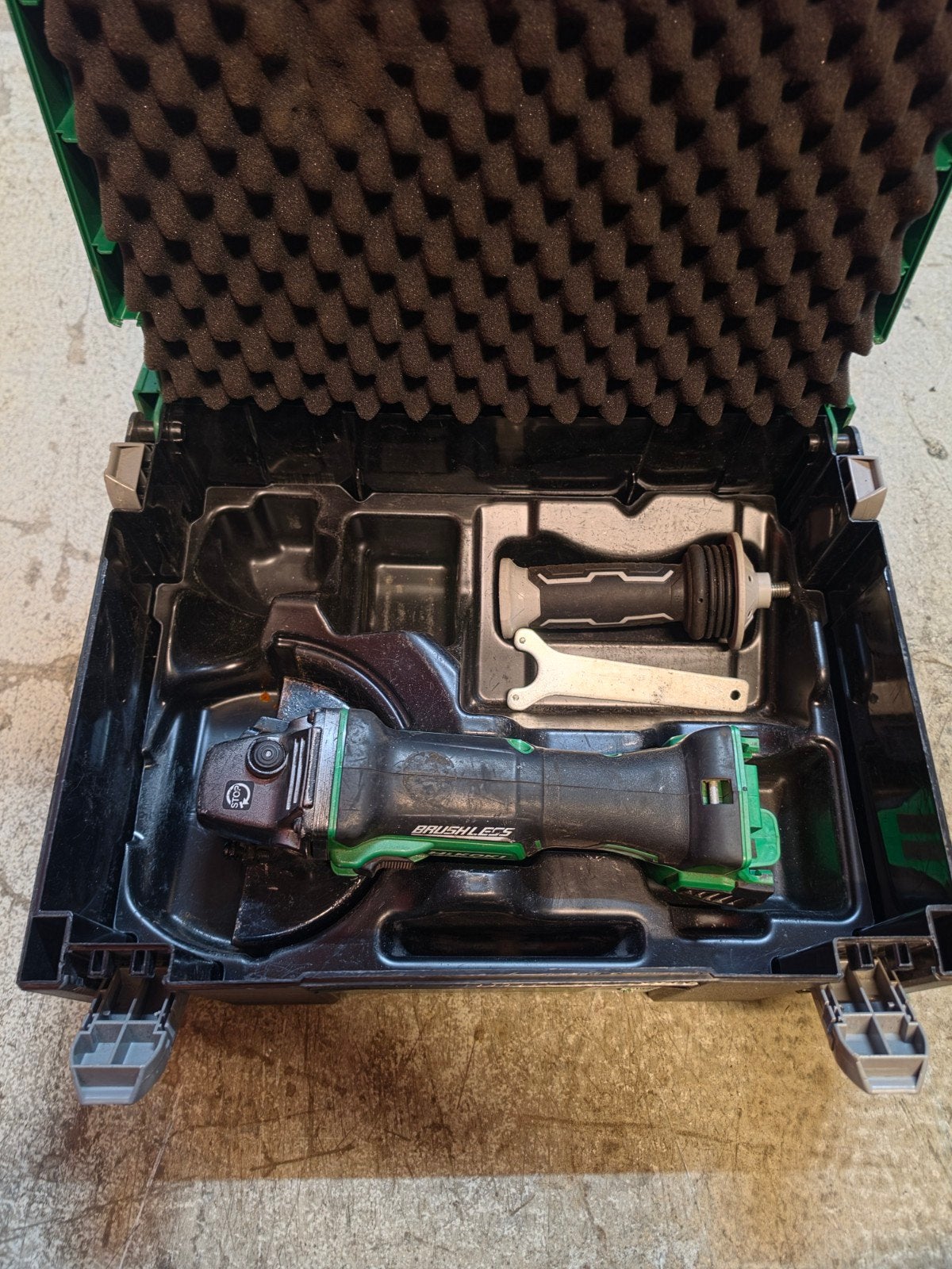 Hikoki G18DBBL 18v haakse slijpmachine body met kist, Gebruikt, ., ., Hikoki
