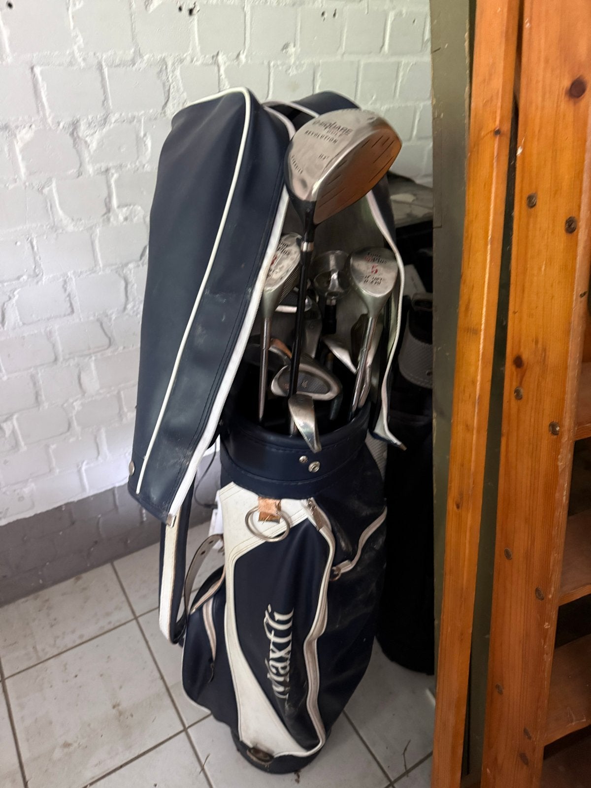 Lederen golftas met 8 golfclubs, Ophalen of Verzenden, Gebruikt, Set, Overige merken
