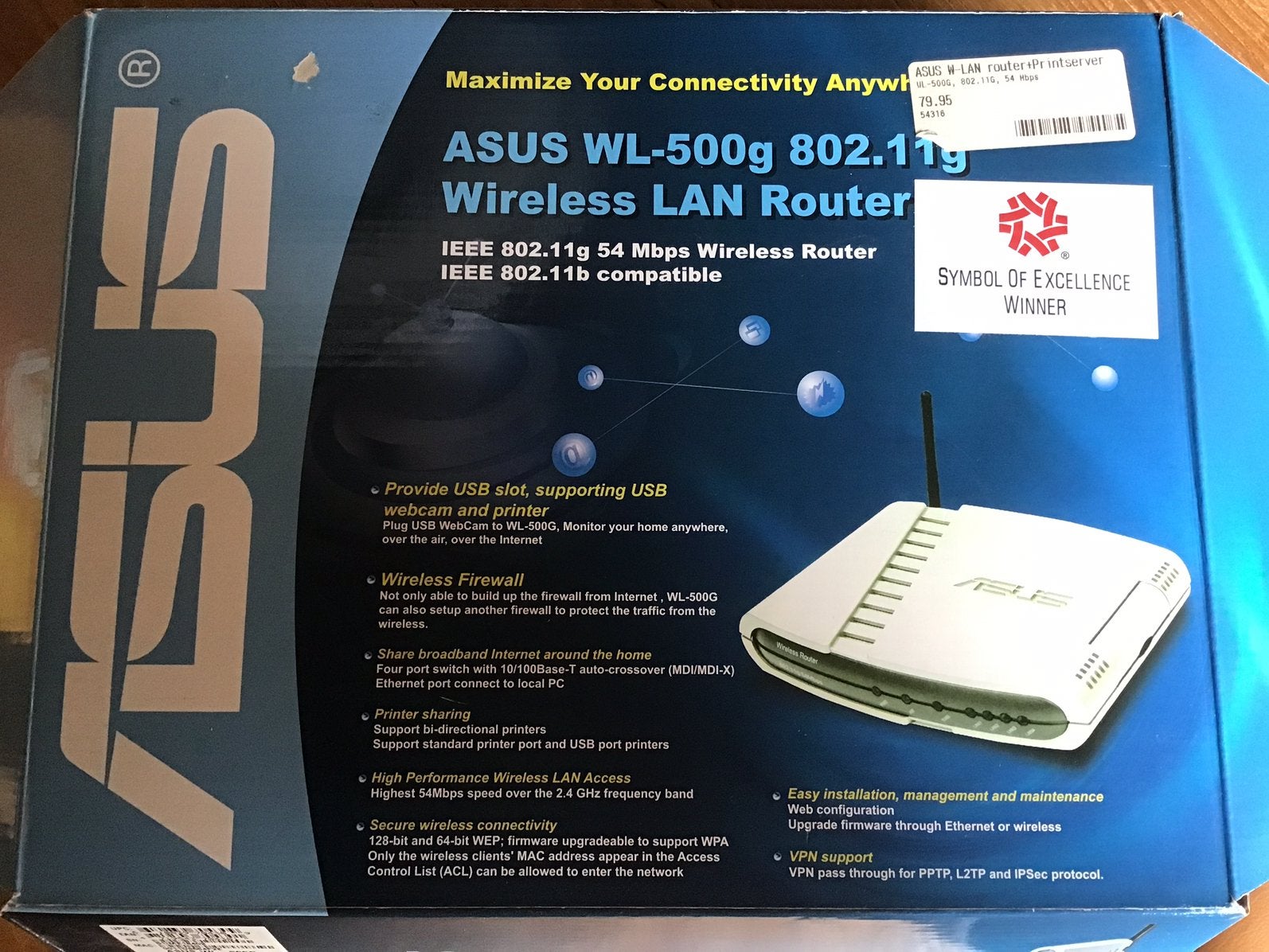 Asus Router WL-500g. €10,—, Ophalen of Verzenden, Zo goed als nieuw