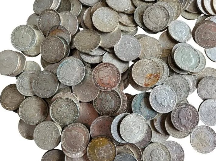Nederland halve gulden Wilhelmina 50 stuks, Ophalen of Verzenden, Zilver