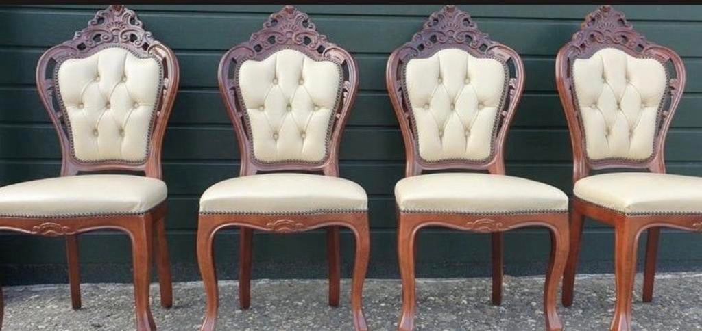 4 barok eetkamer stoelen, Huis en Inrichting, Stoelen, Gebruikt, Vier, Hout, Overige kleuren, Ophalen