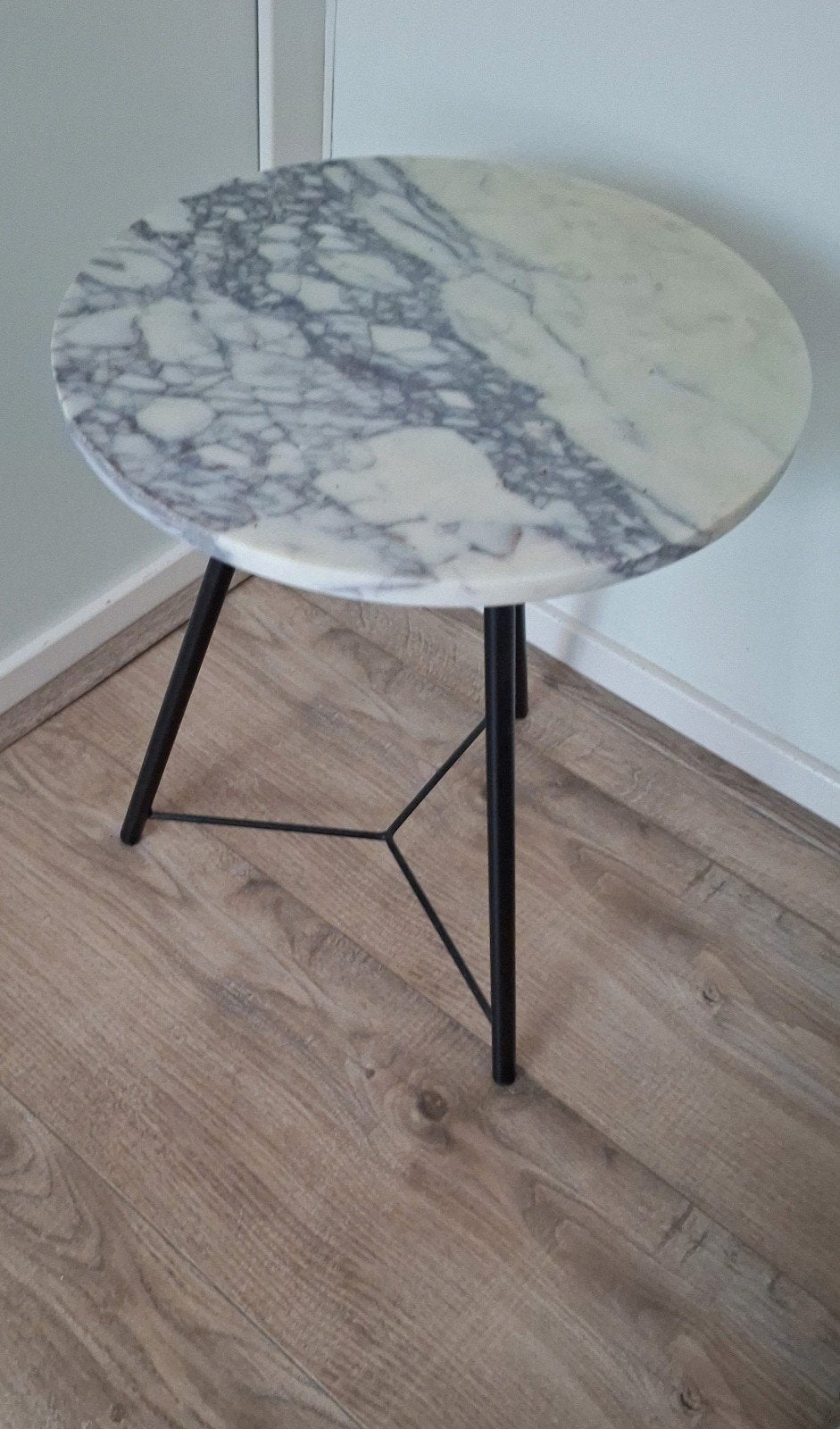 marmeren bijzettafel, Ophalen, Zo goed als nieuw, Rond