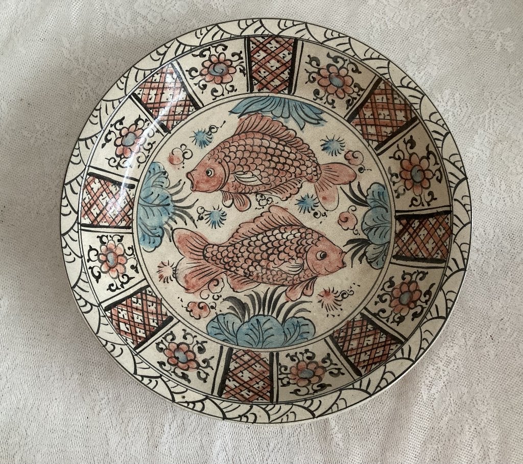 Brocante Oosters sierbord - schotel - schaal met vissen, Ophalen