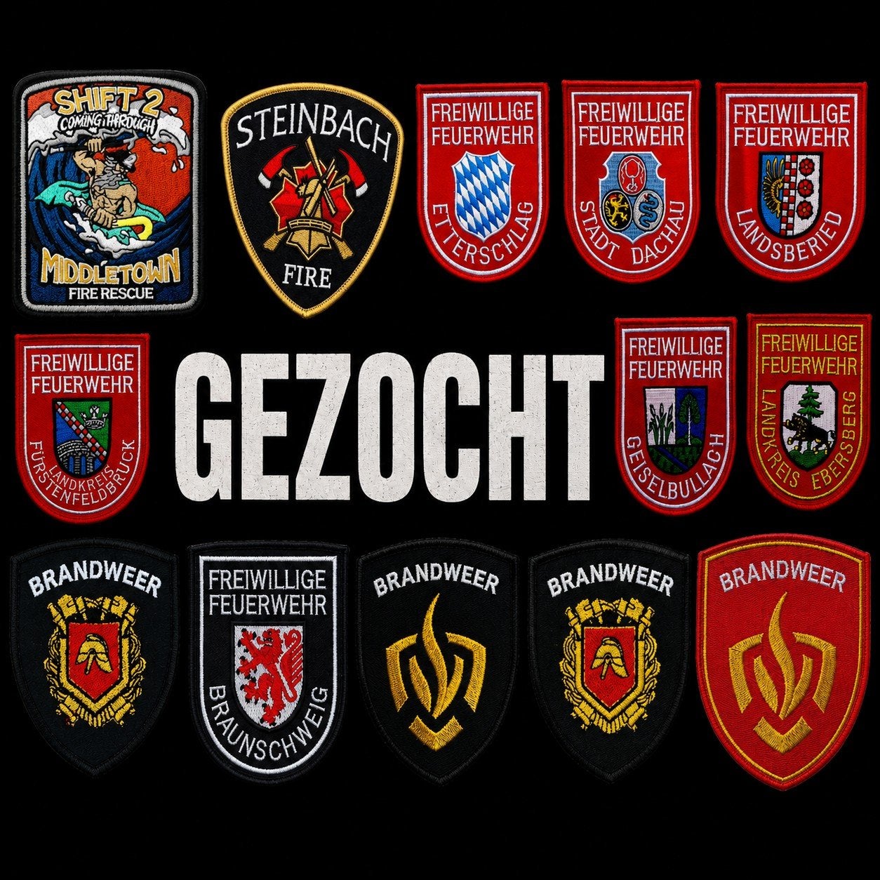 Gezocht,  gevraagd Brandweer emblemen, patches en badges., Ophalen of Verzenden, Nederland, Embleem of Badge