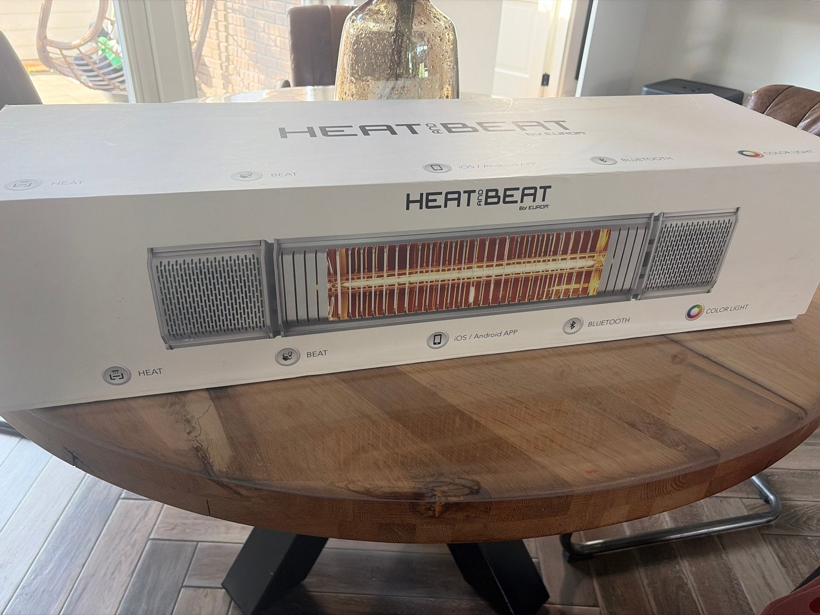 2x Nieuwe Heat & Beat by Eurom terrasverwarmer met Bluetooth, Ophalen of Verzenden, Nieuw, Elektrische haard