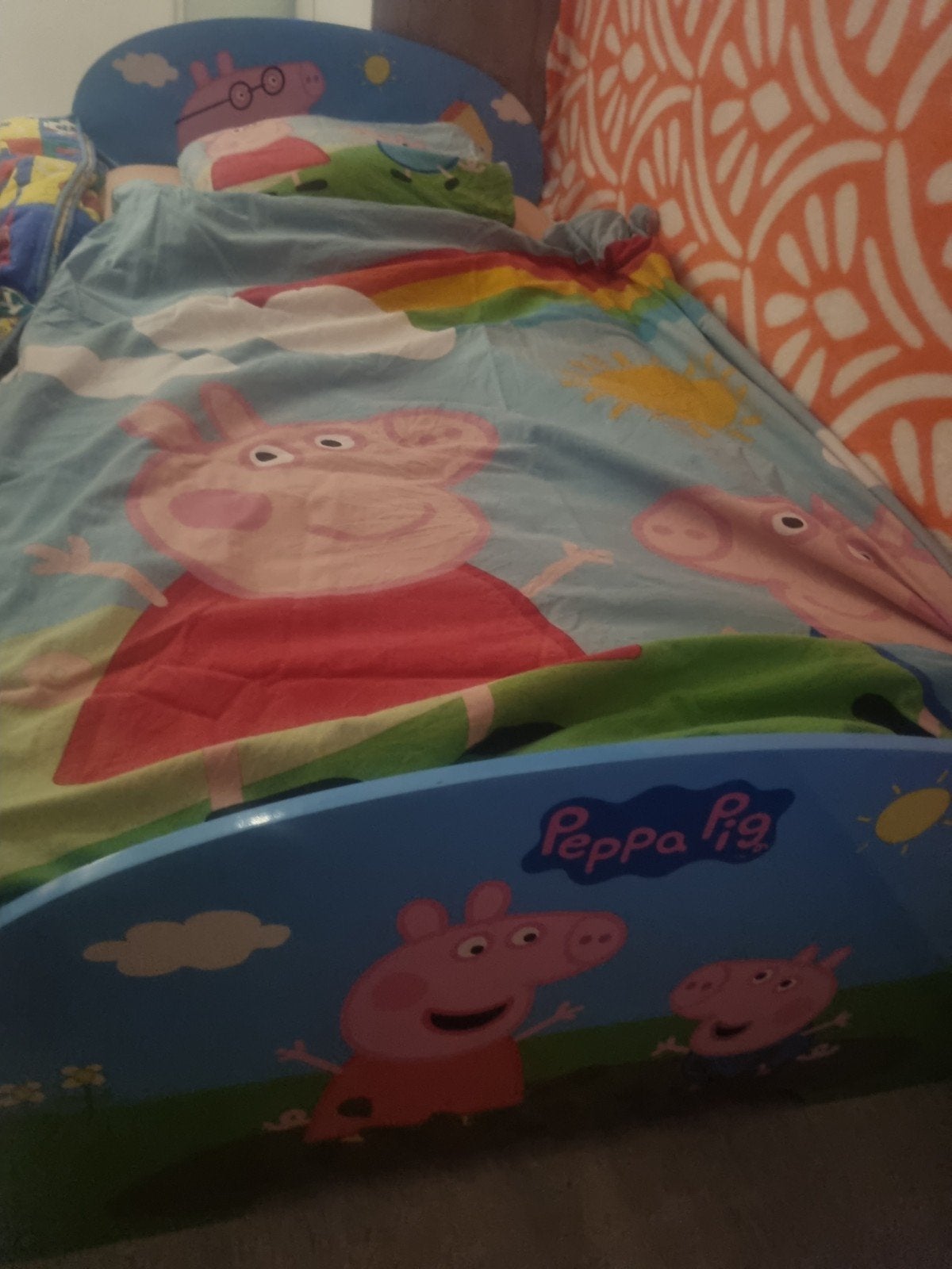Peppa Pig kinderbed zo goed als nieuw, Ophalen, Eenpersoons, Blauw, Zo goed als nieuw
