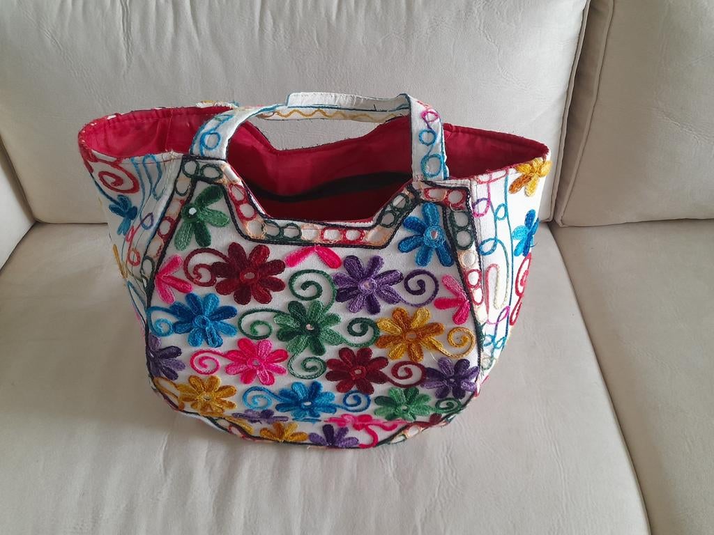 Nieuw uniek handgemaakt Indiase totebag kleurrijk borduursel, Ophalen of Verzenden