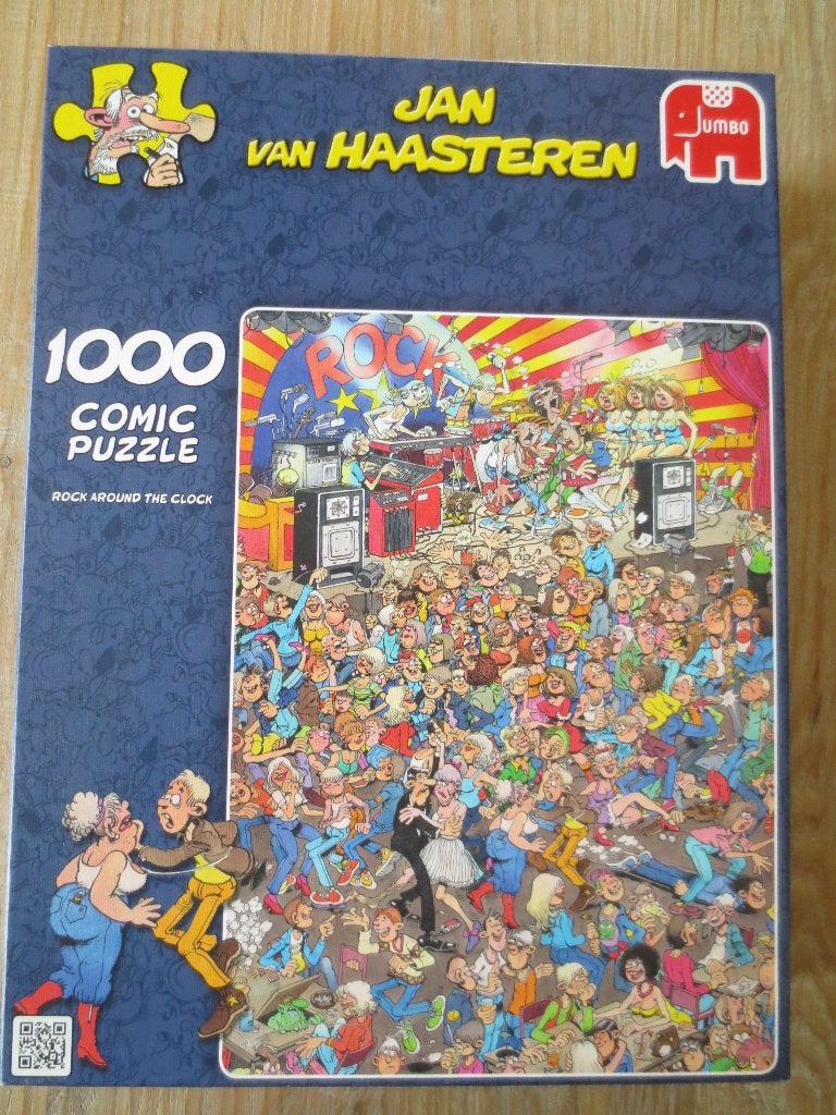 Legpuzzel Jan van Haasteren1000 stukje.Rock around the clock, Ophalen of Verzenden, 500 t/m 1500 stukjes, Zo goed als nieuw, Legpuzzel