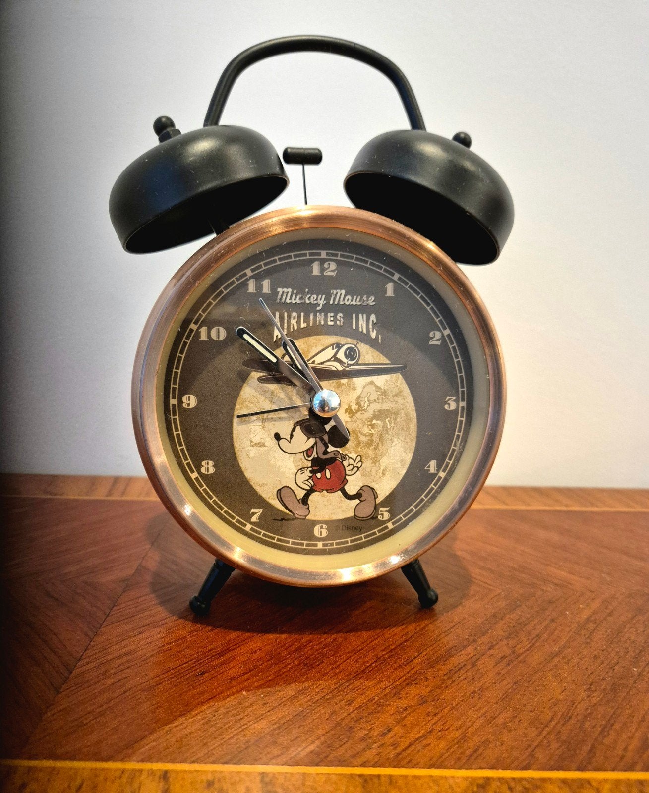 Vintage Mickey Mouse Airlines Inc. wekker, Antiek en Kunst, Ophalen of Verzenden