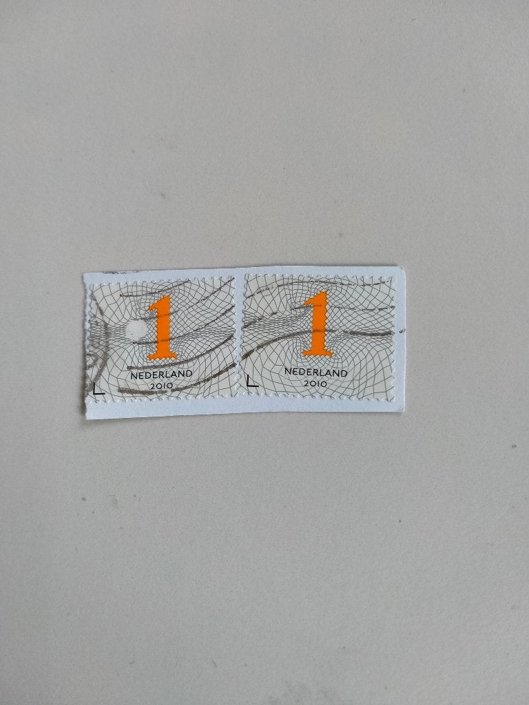 Zakenzegel oranje 1 met grote witte stip naast waarde 1, Postzegels en Munten, Postzegels | Nederland, Verzenden, Na 1940, Gestempeld