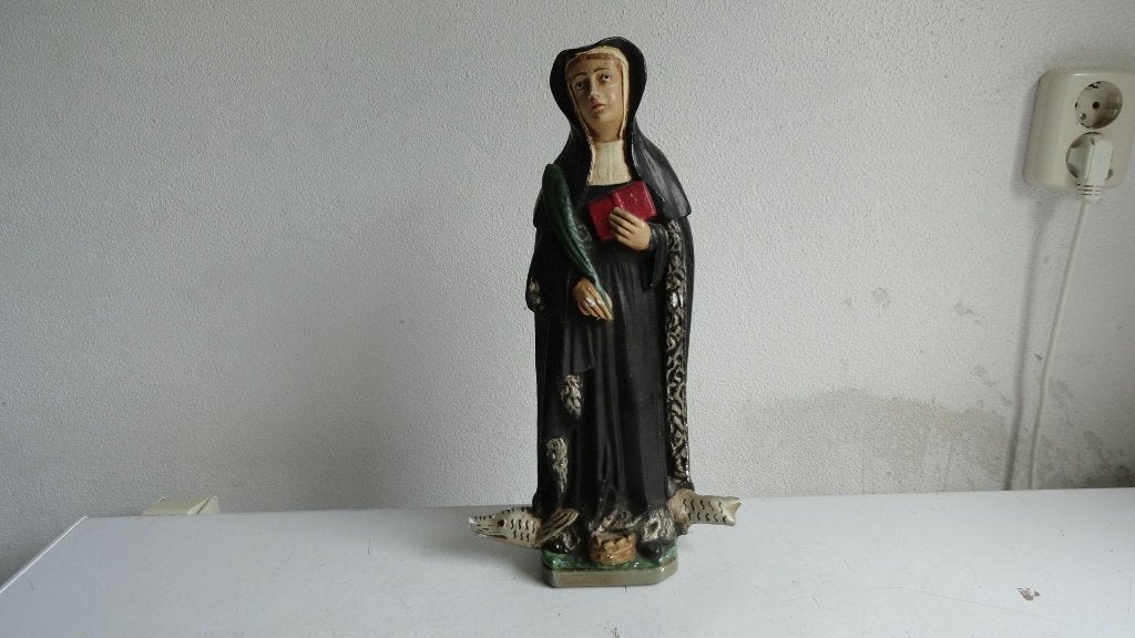 Antiek Beeld Heilige Amalberga van Munsterbilzen, Ophalen of Verzenden
