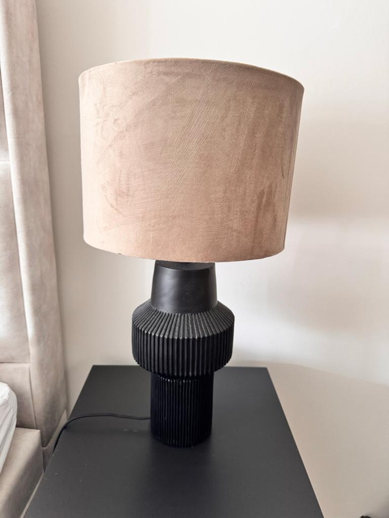 2x Moderne tafellamp met stoffen kap, Ophalen, Zo goed als nieuw, Crème, Rond