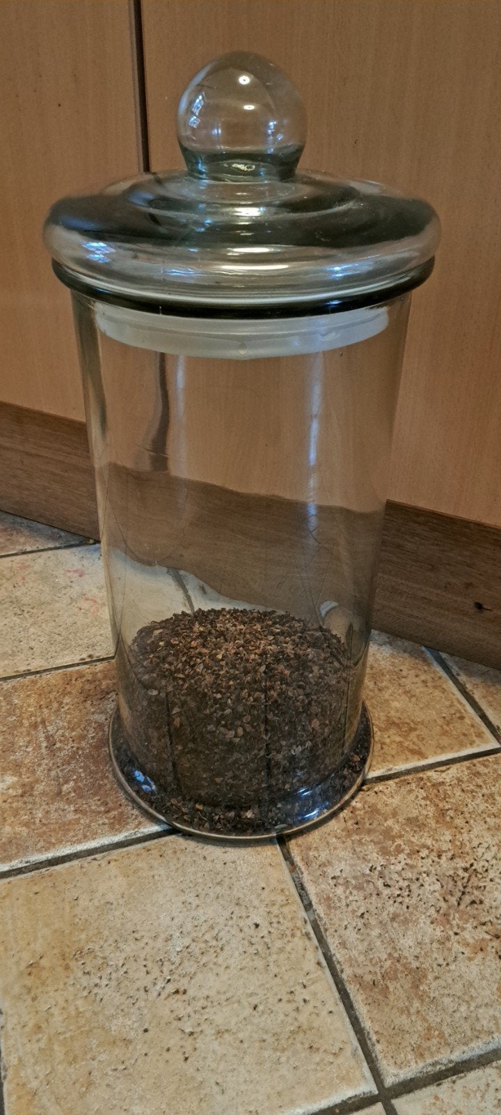 Glazen voorraadpot met deksel - Zo goed als nieuw, Voorraadpot, Ophalen of Verzenden, Zo goed als nieuw, Glas
