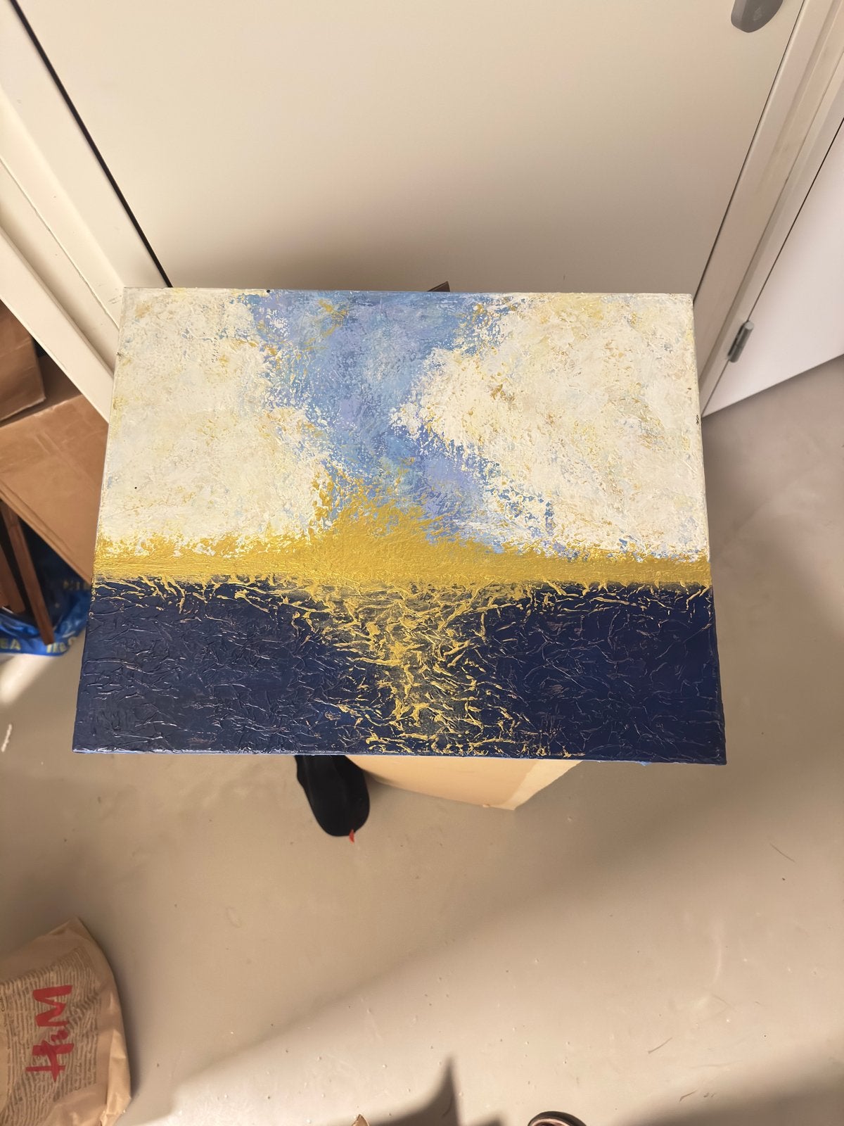 Abstract Schilderij: Zonsondergang Boven Zee, Ophalen of Verzenden