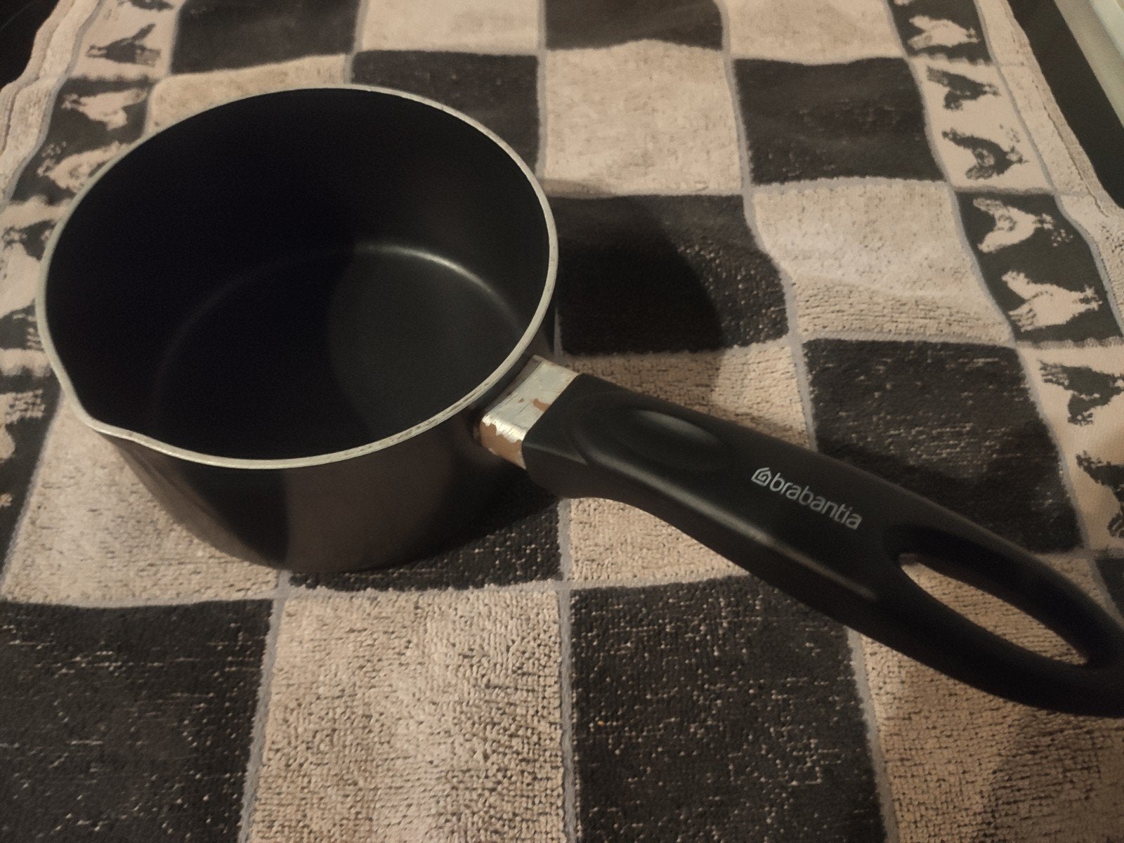Brabantia steelpan / sauspan 14,5 cm – zwart, Antiaanbaklaag, Ophalen of Verzenden, Gebruikt, Overige materialen