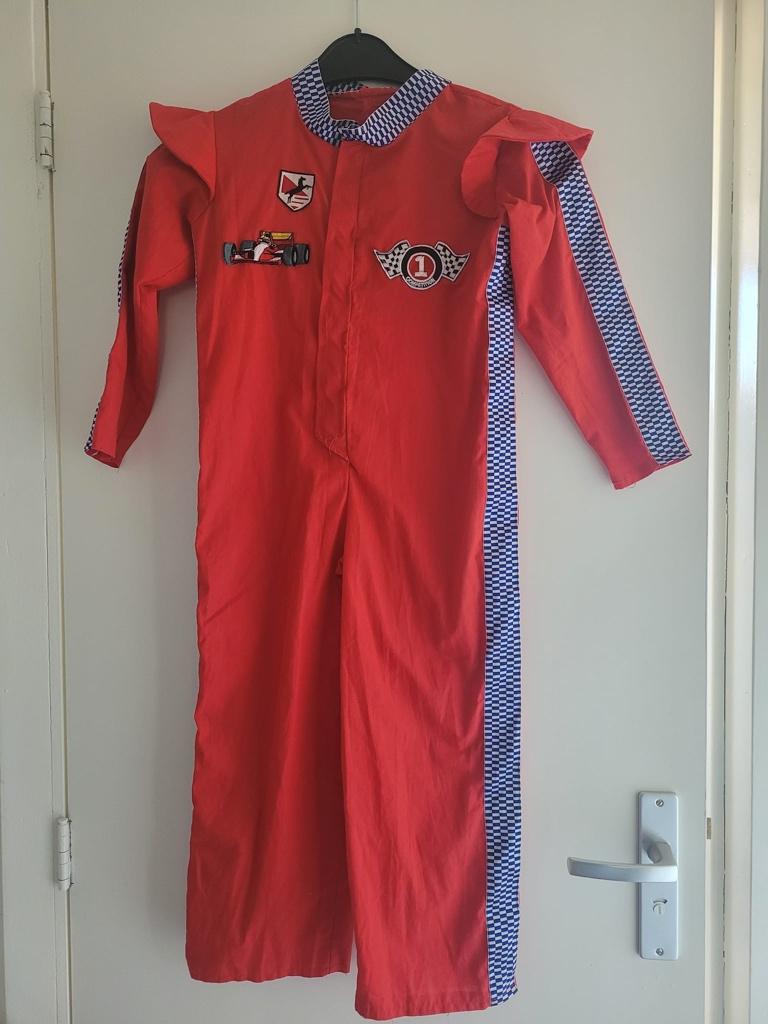 auto coureur pak rood maat 116, Ophalen of Verzenden, Gebruikt, 110 t/m 116, Jongen of Meisje