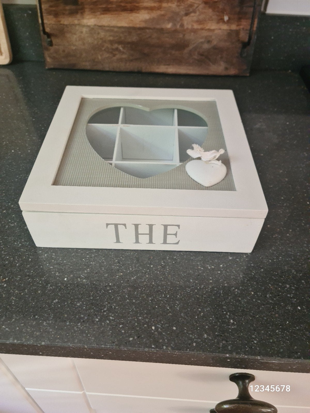 Mooie houten theedoos, Ophalen, Hout, Wit, Gebruikt