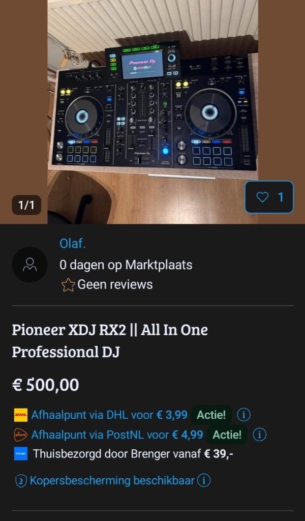 Pioneer xdj rx2oplichter, Ophalen, Zo goed als nieuw, Saxofoon