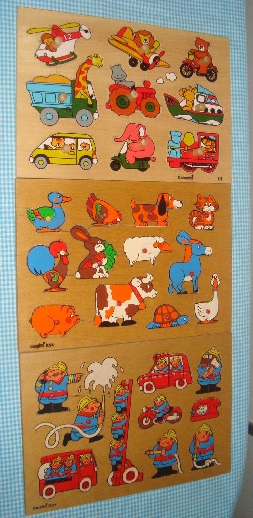 SIMPLEX houten puzzels puzzel Nopjespuzzel hout LEUK!, Gebruikt, Ophalen of Verzenden, Van hout, Minder dan 10 stukjes