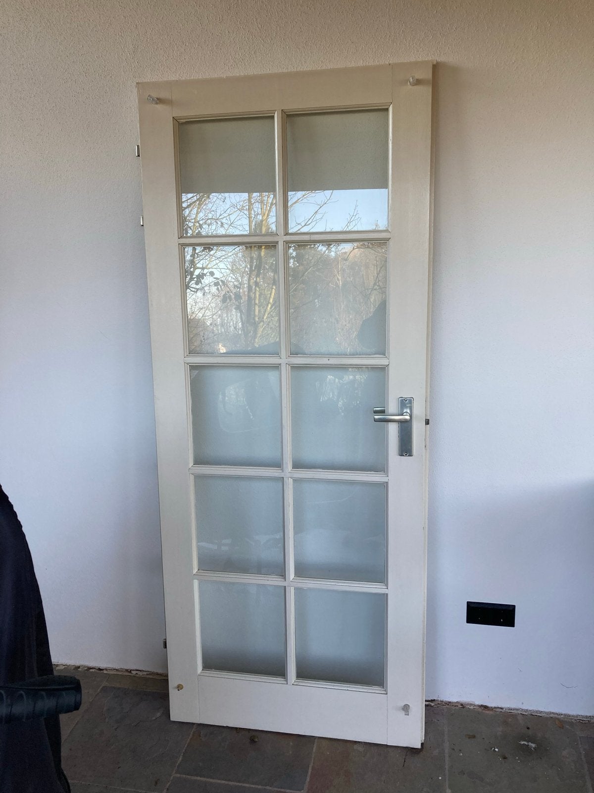 Hardhouten binnendeur met 10 raampjes, 200x82.5 cm, Doe-het-zelf en Verbouw, Ophalen, Gebruikt, 80 tot 100 cm, Binnendeur