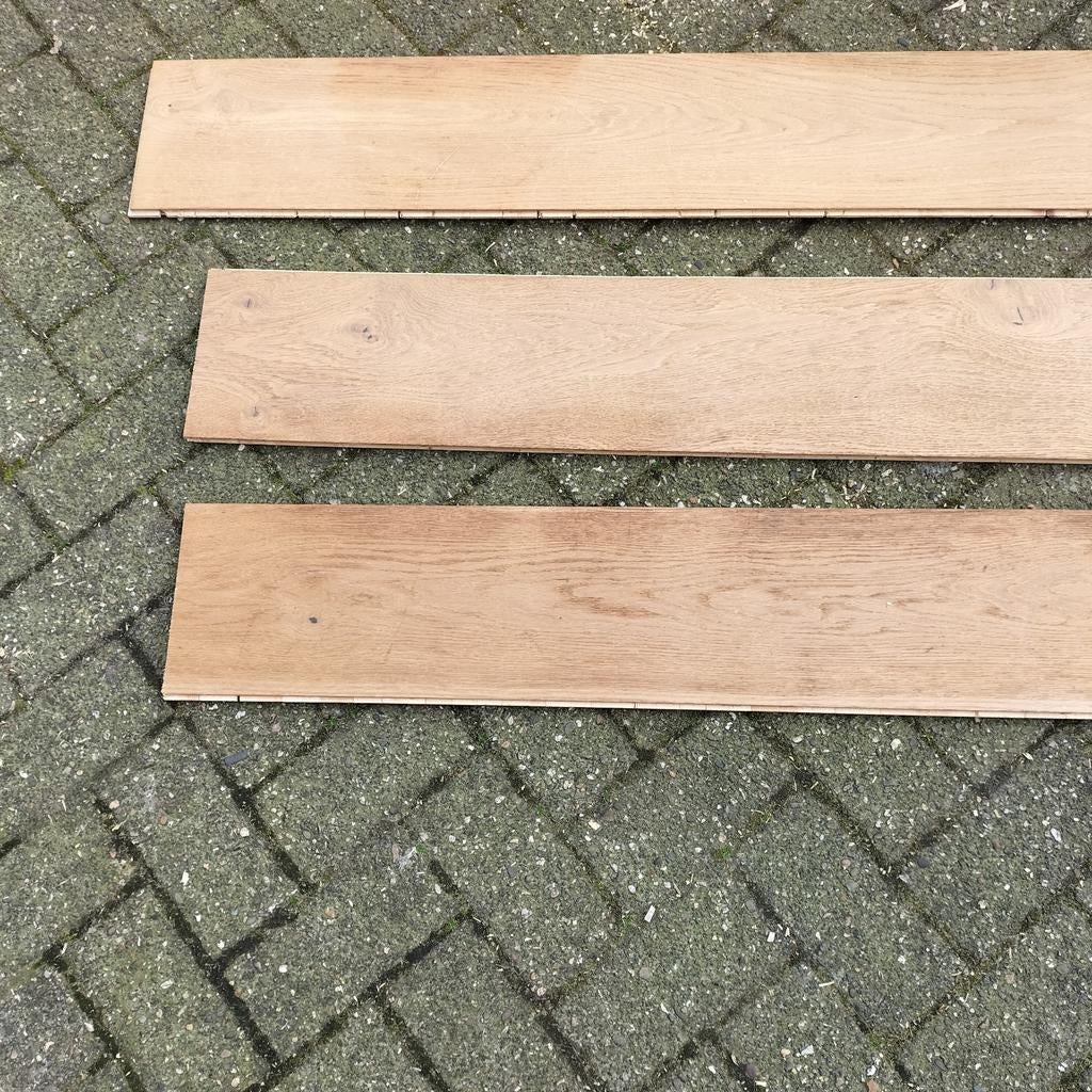 Eiken parketvloer landhuisstijl - Robuust en sfeervol, Gebruikt, 50 tot 150 cm, 10 m² of meer, 10 tot 30 cm