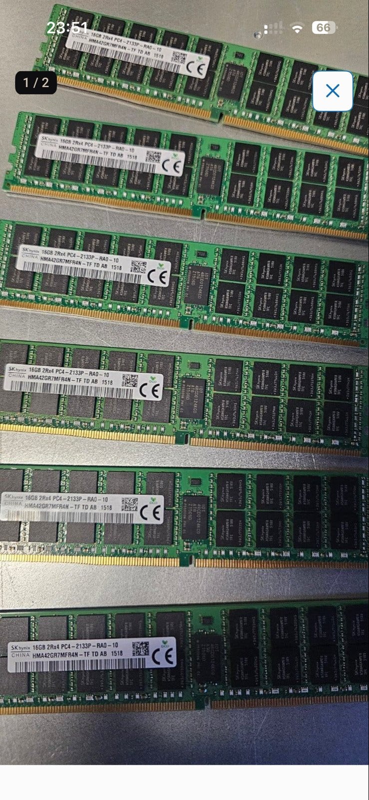 SK Hynix 16GB DDR4 PC4-2133P ECC RAM Geheugenmodule, Computers en Software, RAM geheugen, Gebruikt, Server, DDR4, Ophalen of Verzenden