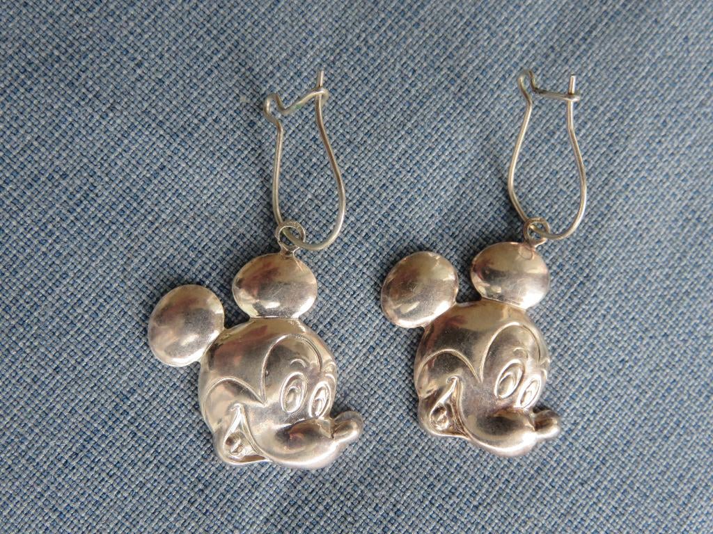 Oorhangers met Micky mouse in 925 karaat zilver - 20e eeuw, Hangers, Ophalen of Verzenden, Zo goed als nieuw, Zilver