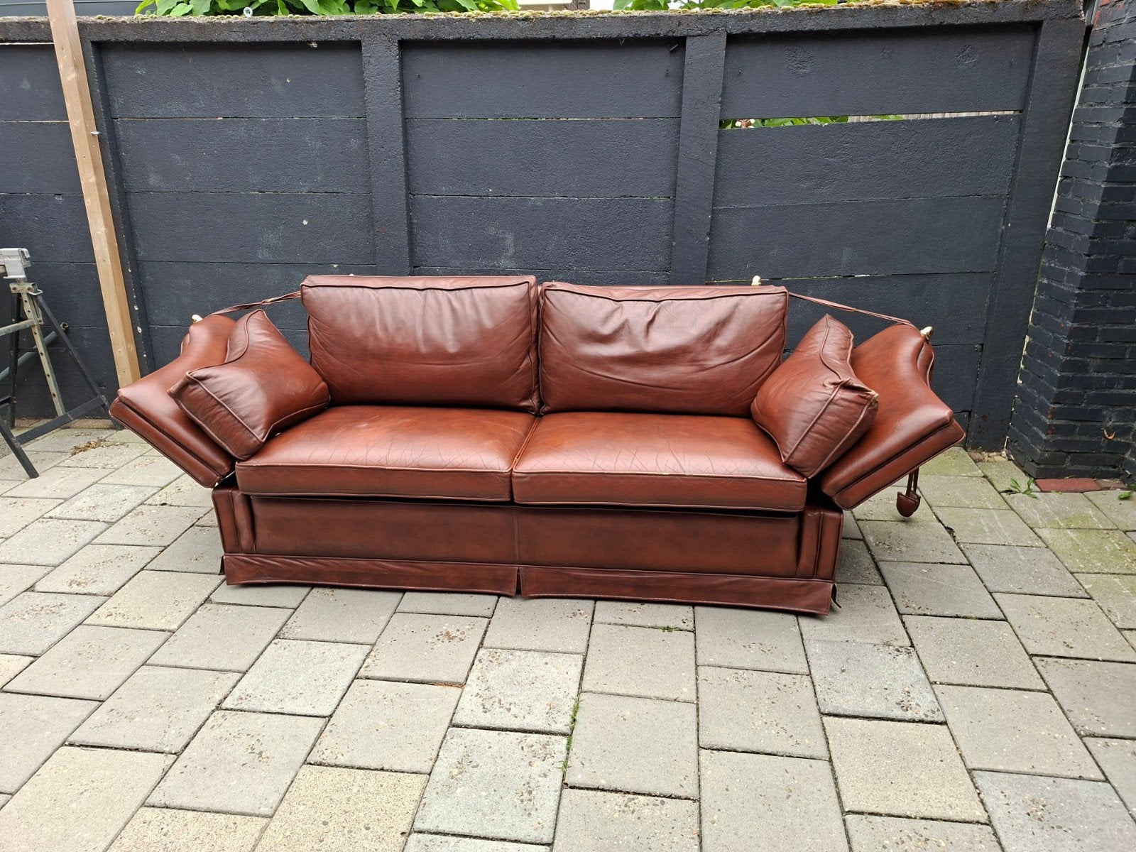 Mooie vintage Knole cognac lederen bank, Ophalen, Gebruikt, 75 tot 100 cm