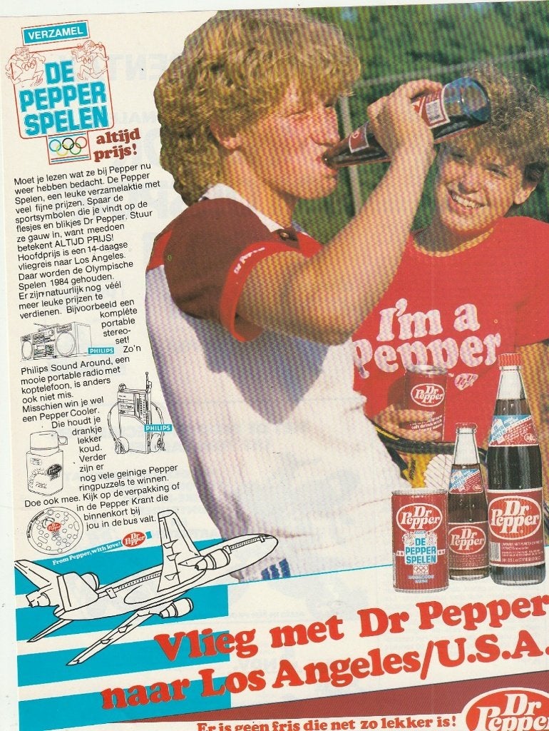 Retro reclame 1983 Dr. Pepper frisdrank actie prijzen, Verzenden, Overige typen