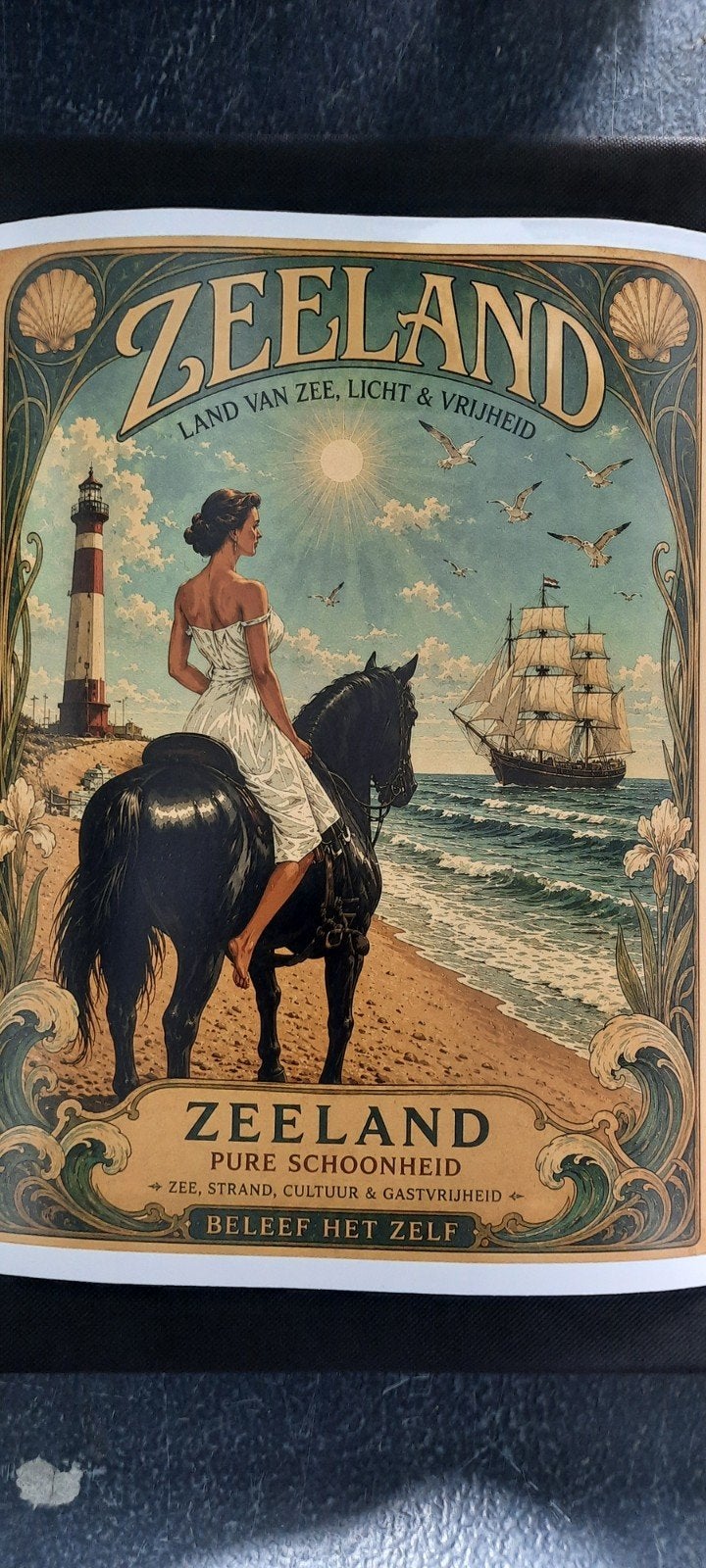 Zeeland Poster 30x40cm - Land van Zee, Licht & Vrijheid, Minder dan 50 cm, Verzenden, Zo goed als nieuw, Foto of Poster