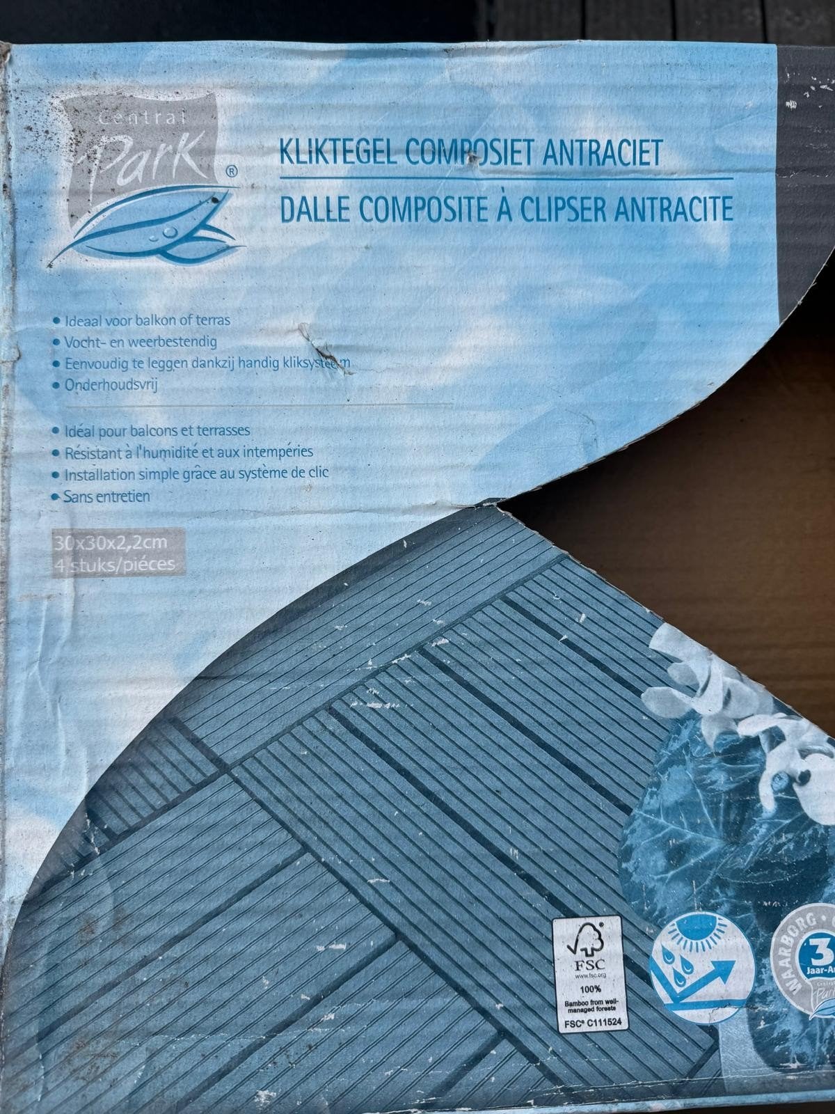 Kliktegel Composiet Antraciet 30x30, Ophalen, Gebruikt, Composiet, 10 m² of meer