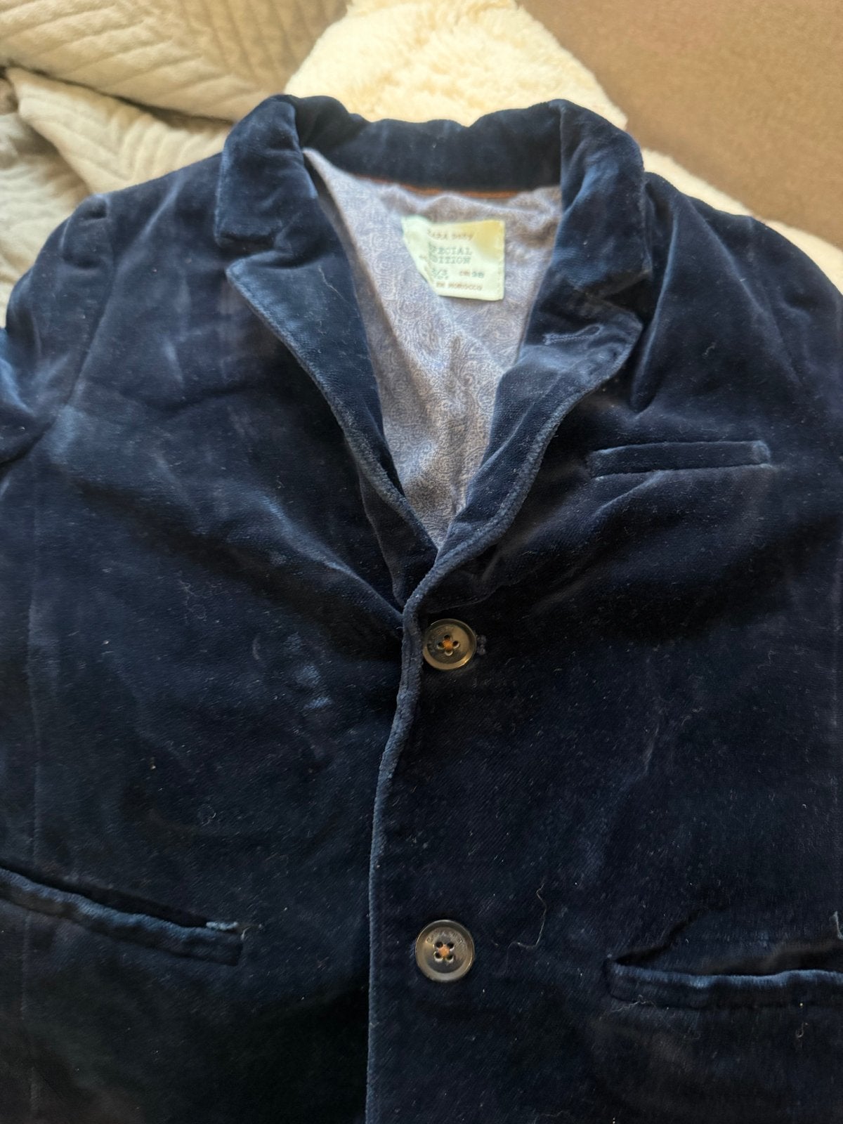 Zara Baby fluwelen blazer - Maat 98 (2-3 jaar), Ophalen of Verzenden, Gebruikt, Jongen of Meisje, Jas