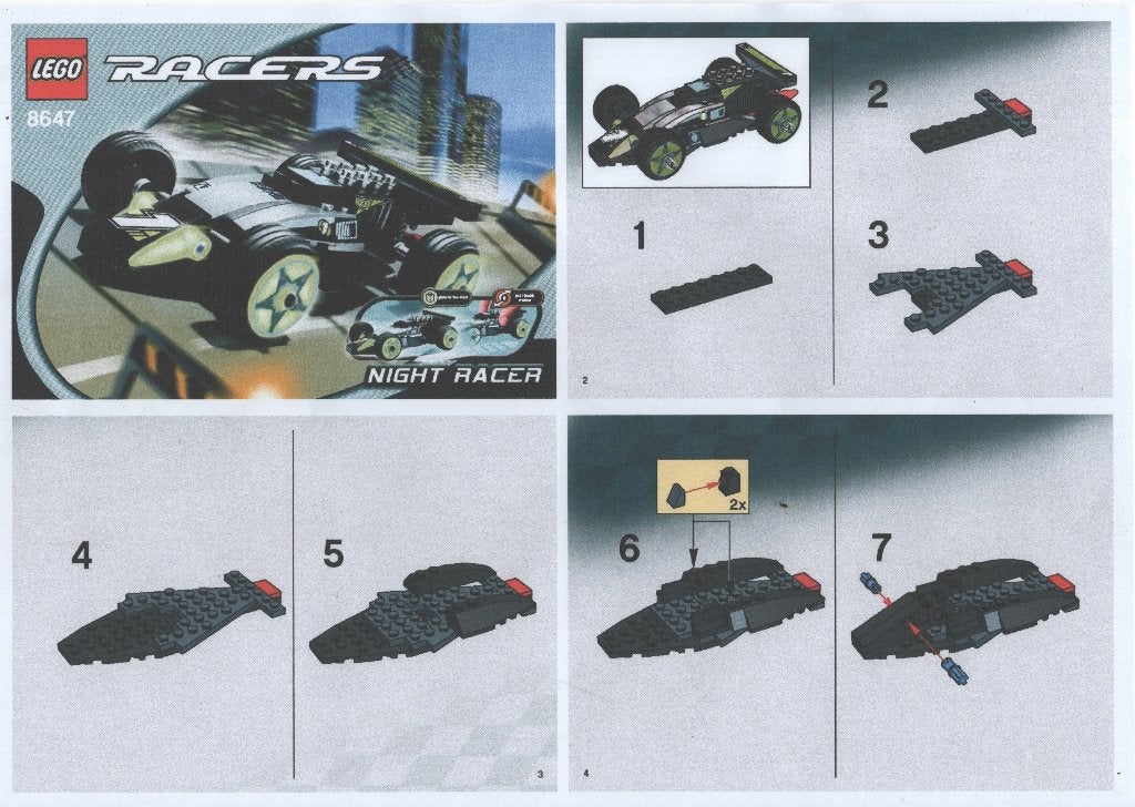 lego 8647 + 8648 lego racers: Night Racers + Buzz Saw, Gebruikt, Compleet, Lego, Ophalen of Verzenden