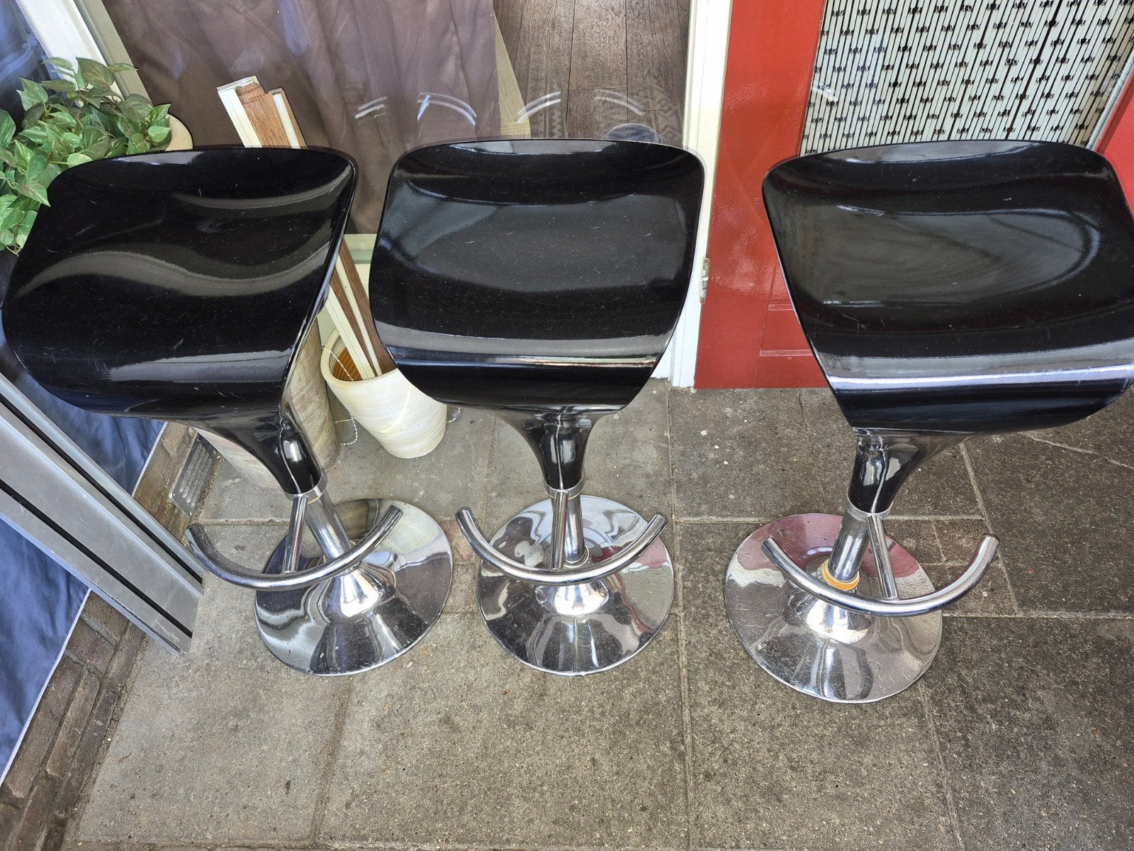 3 barkrukken zwart met chroom, 3 krukken, Ophalen, 60 tot 90 cm