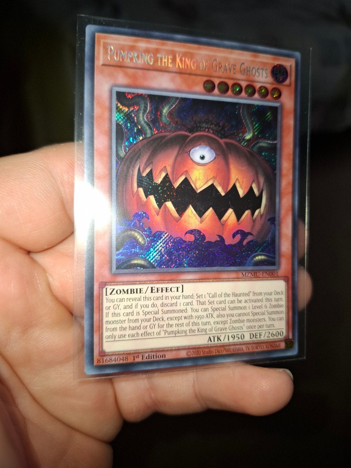 Yu-Gi-Oh! Pumpking the King of Ghost MZMU Secret Rare NM, Ophalen of Verzenden, Nieuw, Losse kaart, Foil