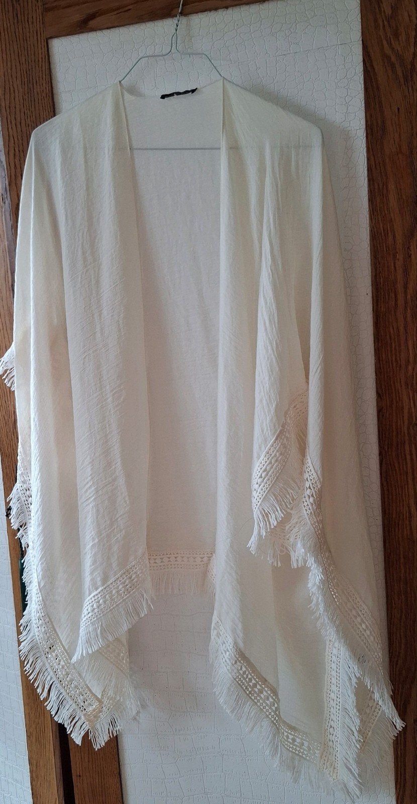 Ibiza style, creme kleurige kimono, franjes, Parfois, Maat 38/40 (M), Beige, Ophalen of Verzenden, Zo goed als nieuw