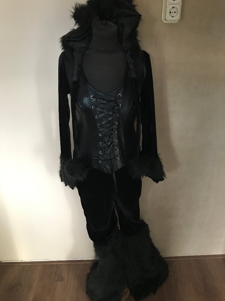 zwarte panter pak 36/38, Kleding | Dames, Carnavalskleding en Feestkleding, Zo goed als nieuw, Kleding, Overige thema's, Maat 36 (S)