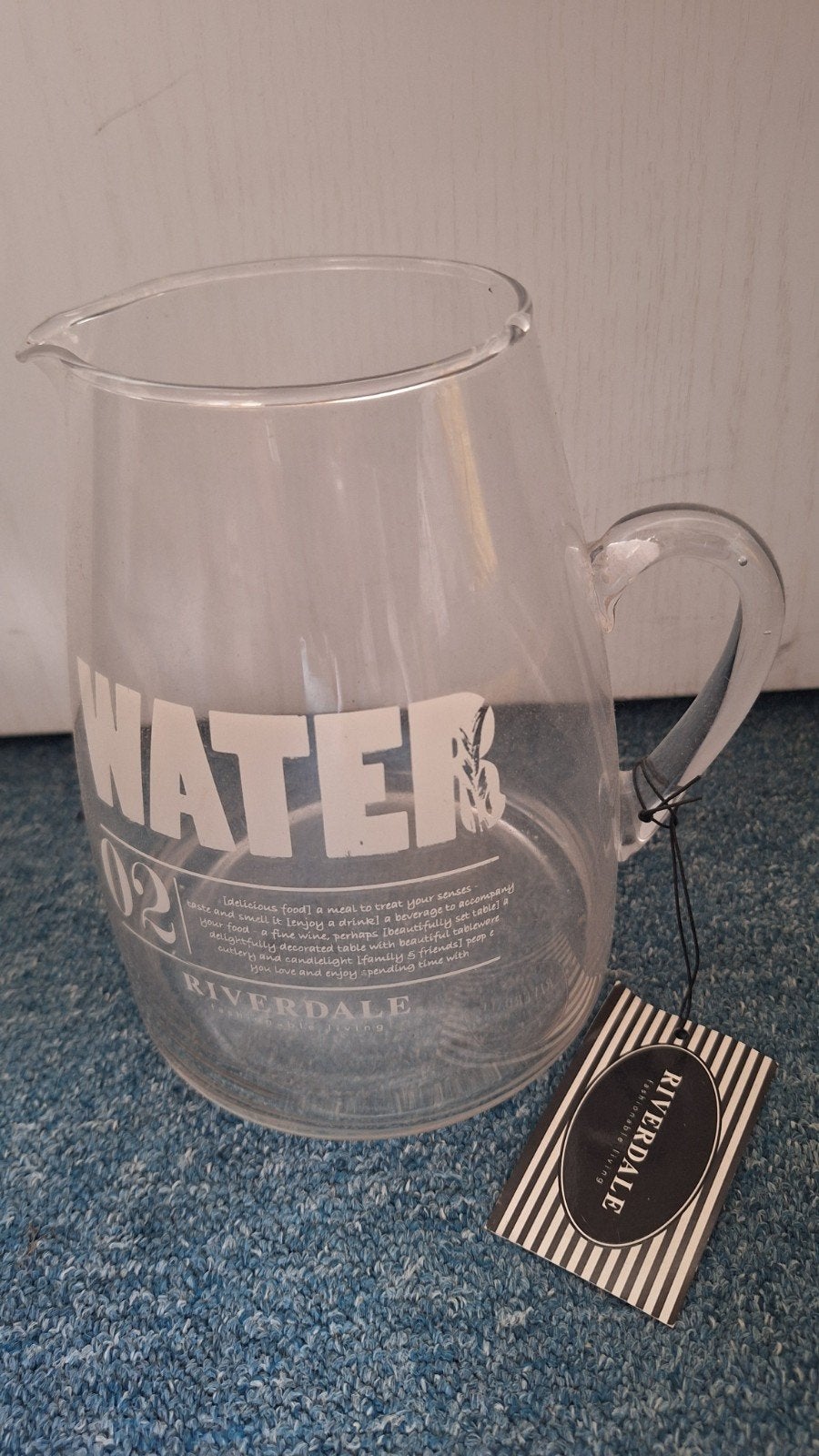 Riverdale Waterkan, Huis en Inrichting, Ophalen, Zo goed als nieuw, Overige kleuren, Glas