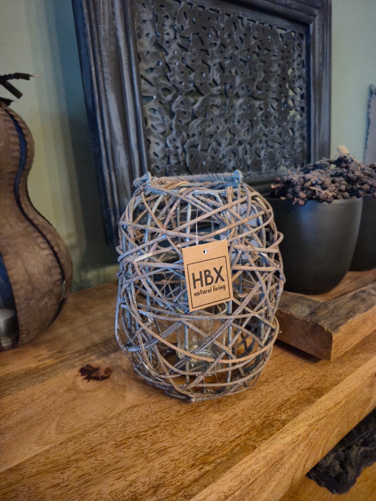 HBX Natural Living Windlicht Rotan, Windlicht, Bruin, Overige merken, Natuurlijk materiaal