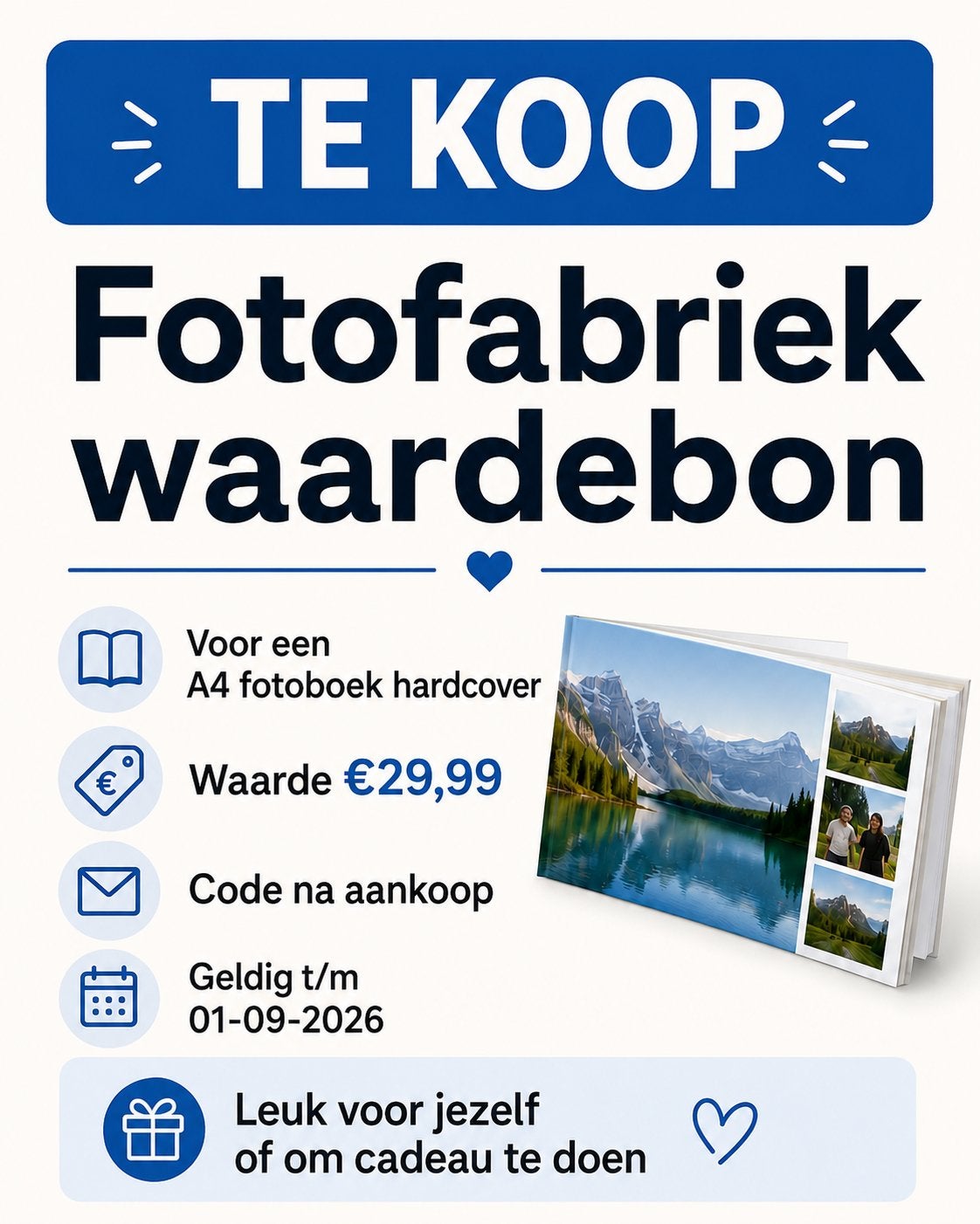 Fotofabriek waardebon, Tickets en Kaartjes, Kortingen en Cadeaubonnen, Eén persoon, Kortingsbon