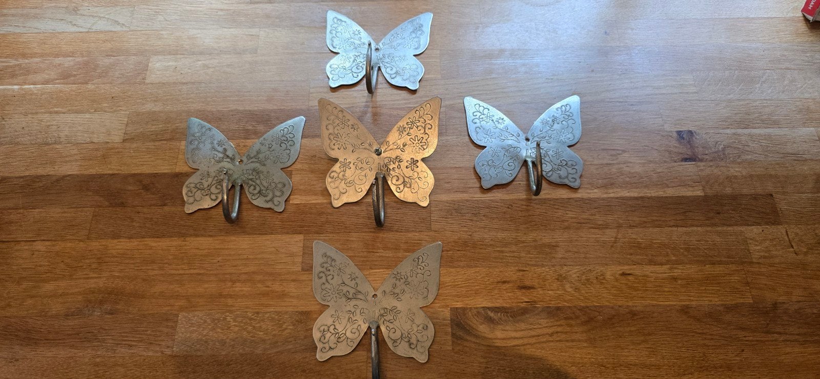 Metalen kapstokhaken vlinder - Set van 5, Ophalen, Gebruikt, Wandhaken, Minder dan 100 cm