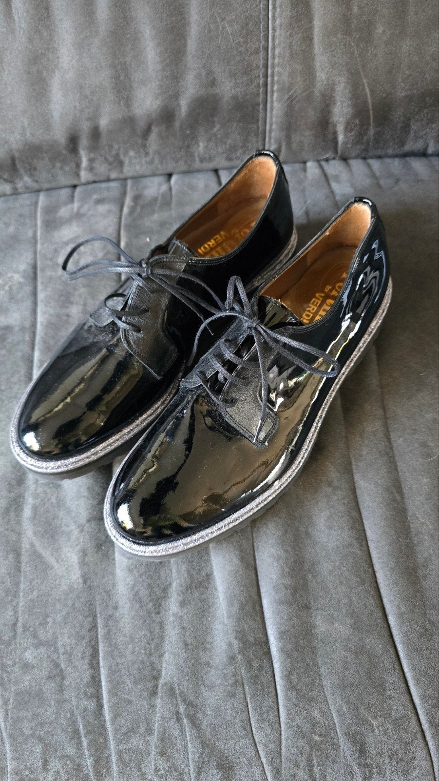 Laklederen veterschoenen Pertini maat 38,5, Pertini, Schoenen met lage hakken, Zwart, Nieuw