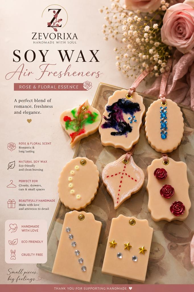 Unieke Handgemaakte Soy Wax Geurhangers - Rose & Floral, Brocante, Beige, Nieuw, Ophalen of Verzenden