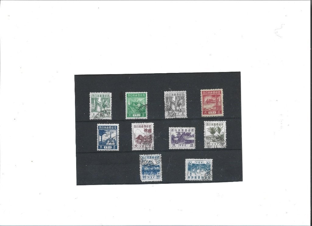 complete serie Malakka/Riau Japanse bezetting Ned Indië, Ophalen of Verzenden, Gestempeld, Nederlands-Indië