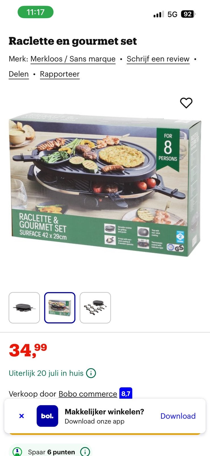 Raclette & Gourmet Set 8 Personen, Witgoed en Apparatuur, Gourmetstellen, Ophalen of Verzenden, Zo goed als nieuw, 8 personen of meer