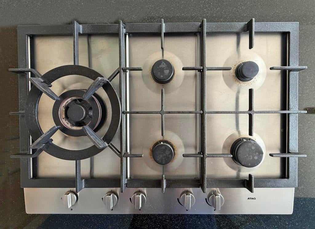 Kookplaat 5 pits voor Gas RVS ATAG, Gebruikt, Ophalen of Verzenden, Minder dan 25 cm, Minder dan 100 cm