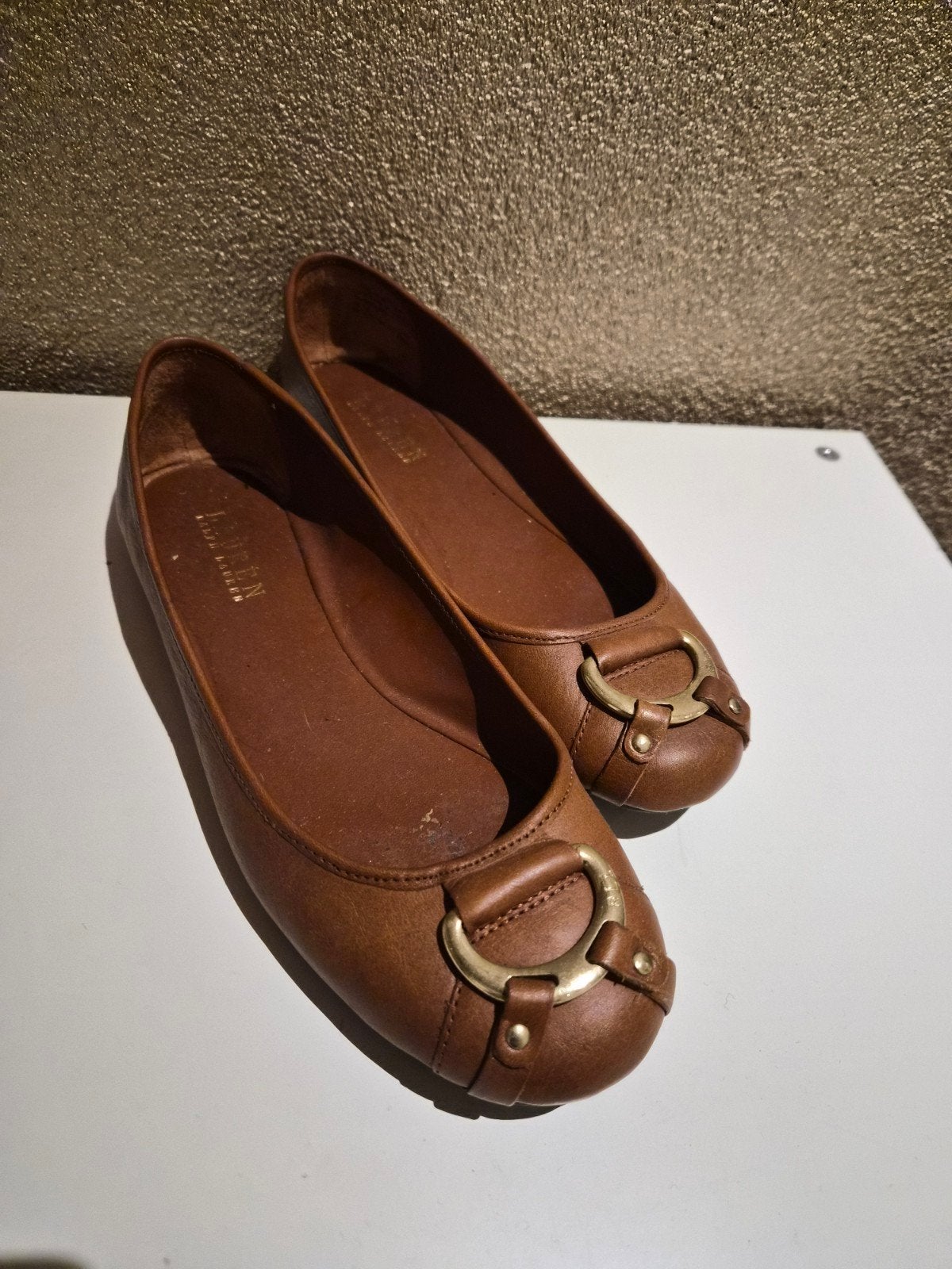 Lauren Ralph Lauren Ballerina's - Bruin Leer -, Ophalen of Verzenden, Zo goed als nieuw, Bruin