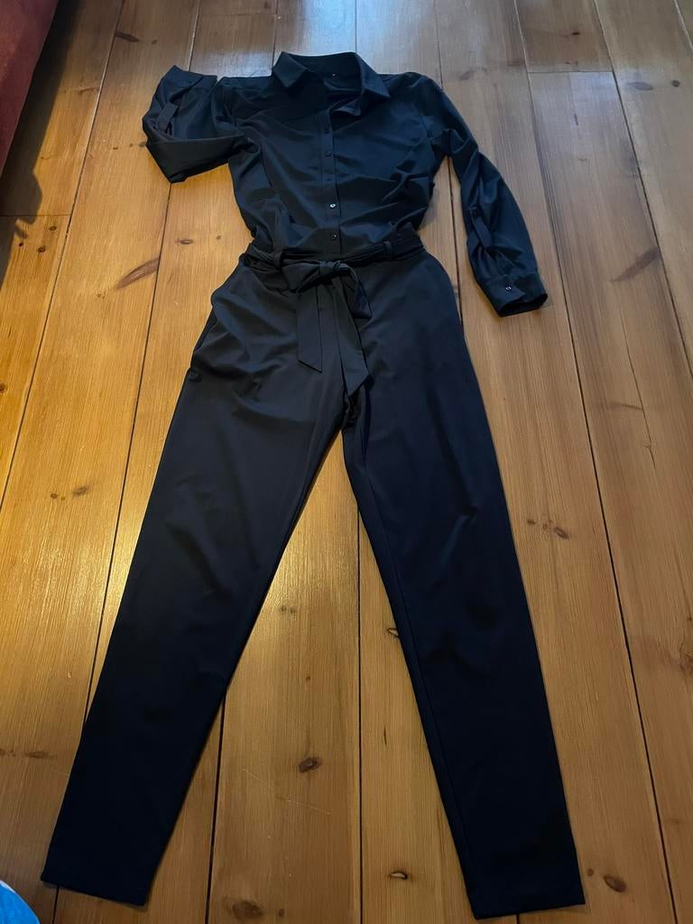 Mooie blauwe travelstof jumpsuit Jacky Luxury, maat 40/42, Kleding | Dames, Ophalen of Verzenden, Zo goed als nieuw, Maat 38/40 (M)