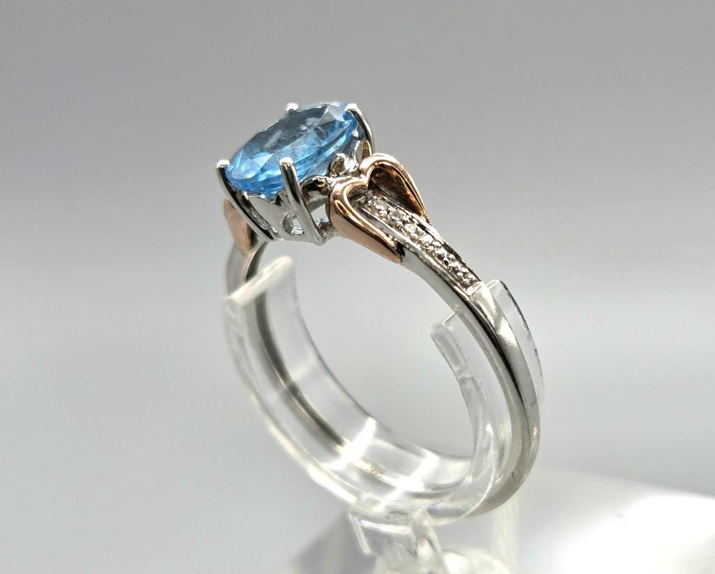 Gouden Vintage ring edelsteen saffier en diamant. 2026/318., Blauw, ., Ophalen of Verzenden, Zo goed als nieuw